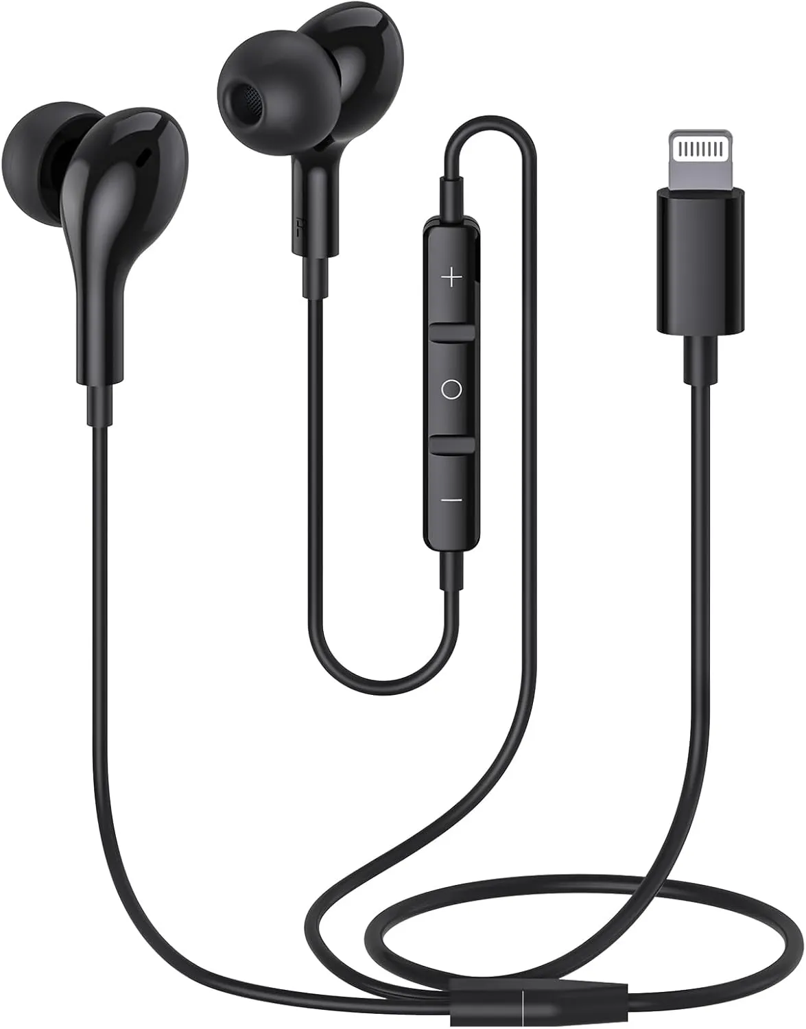 Guguearth Lightning Headphones for iPhone,MFi Certified in-Ear Lightning Earphones for iPhone,Magnetic Earbuds for iPhone with Mic Controller Compatible with iPhone 14 13 12 11 Pro Max XR 8 7 (Black)