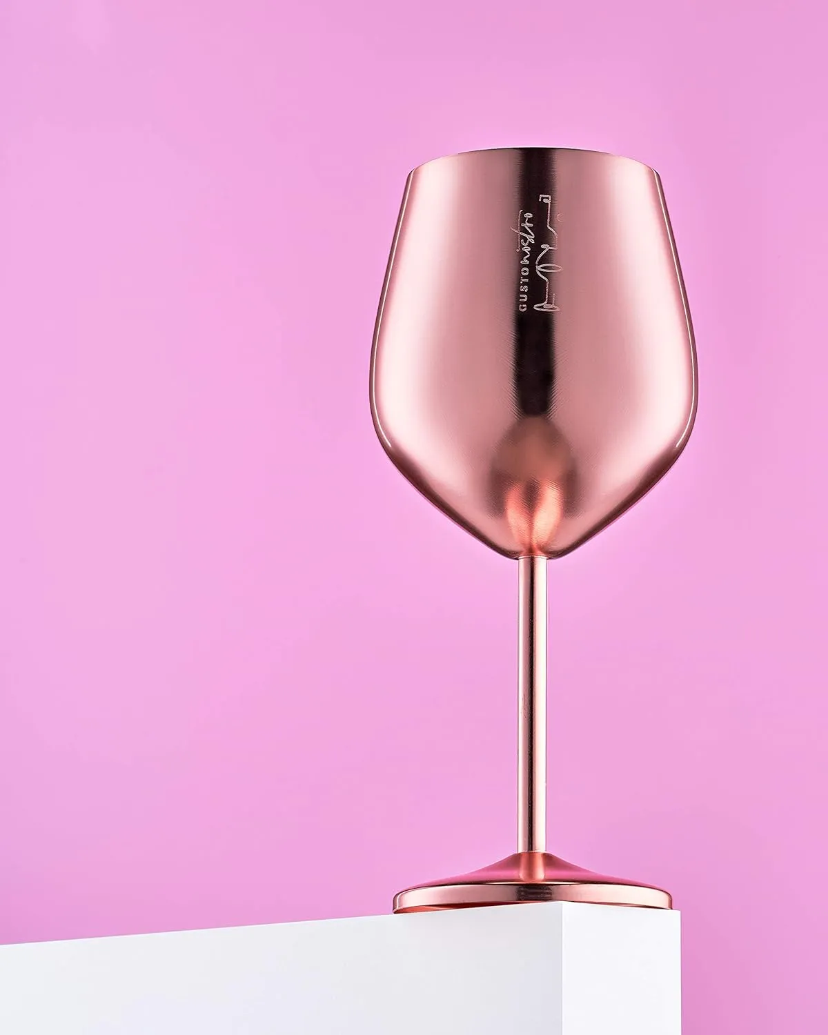 Gusto Nostro Stainless Steel Wine Glass - 18 oz - Unbreakable Rose Gold Wine Glasses for Travel, Camping and Pool - Fancy, Unique and Cool Portable Metal Wine Glass for Outdoor, Picnics (Set of 4)