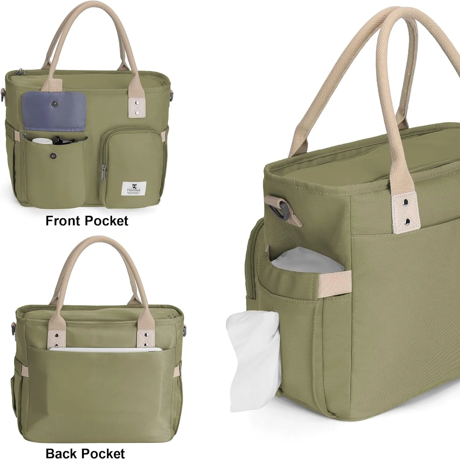 Hafmall Insulated Lunch Bag for Adults,Big lunch box for men, Wide Opening Insulated Bag with Shoulder Strap, Reusable Adult Lunch Bag For Work, Picnic(Deep Greene)