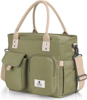 Hafmall Insulated Lunch Bag for Adults,Big lunch box for men, Wide Opening Insulated Bag with Shoulder Strap, Reusable Adult Lunch Bag For Work, Picnic(Deep Greene)