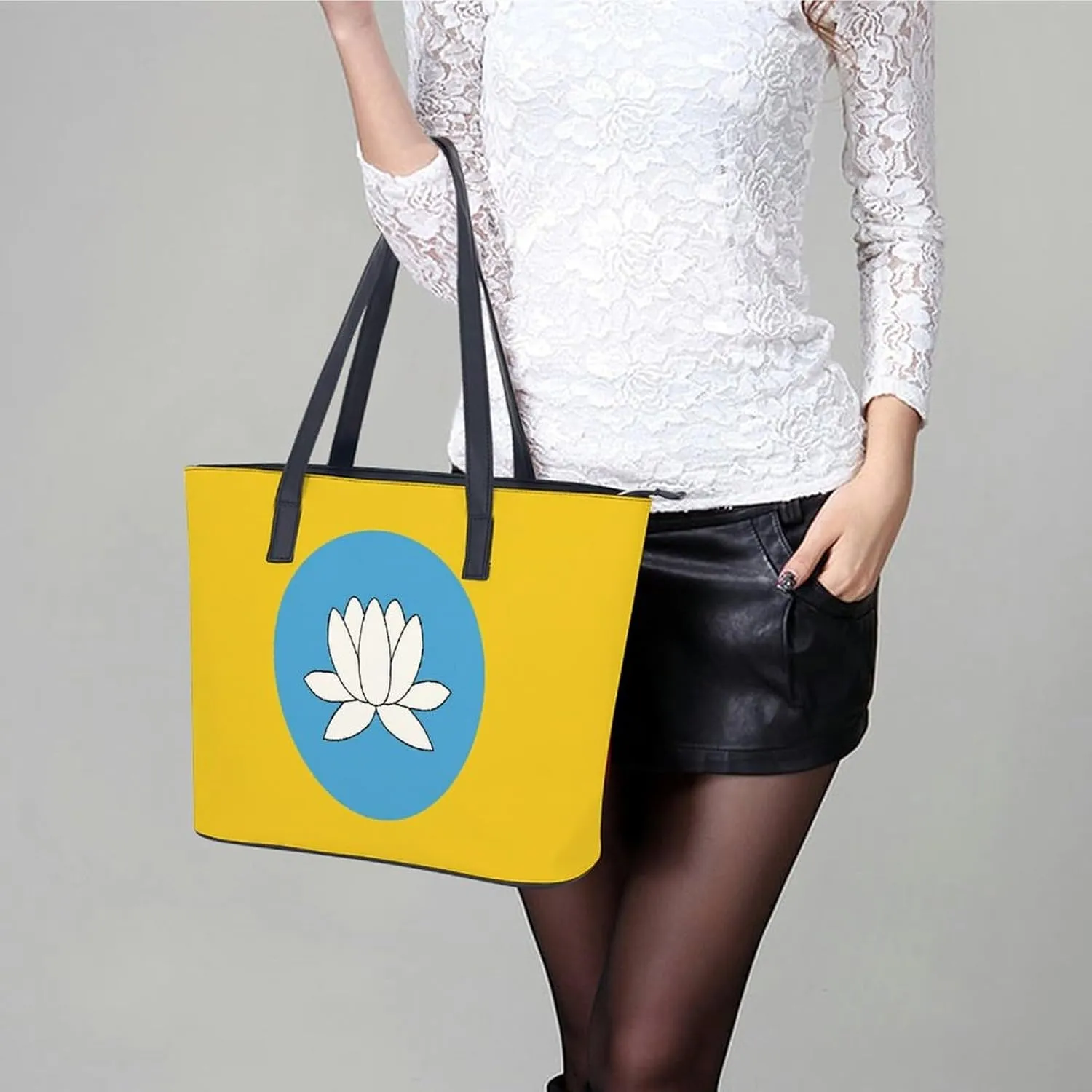 Haiti Flag Leather Handbag Women Large Tote Bag with Zipper Perfect for Work