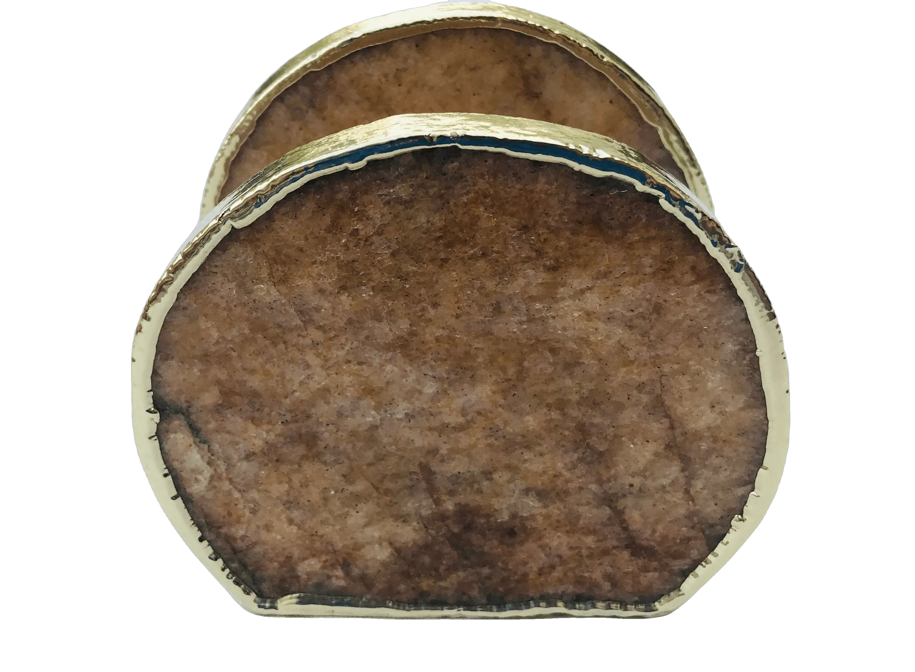 Hand Rounded Golden Quartz Agate Napkin Holder
