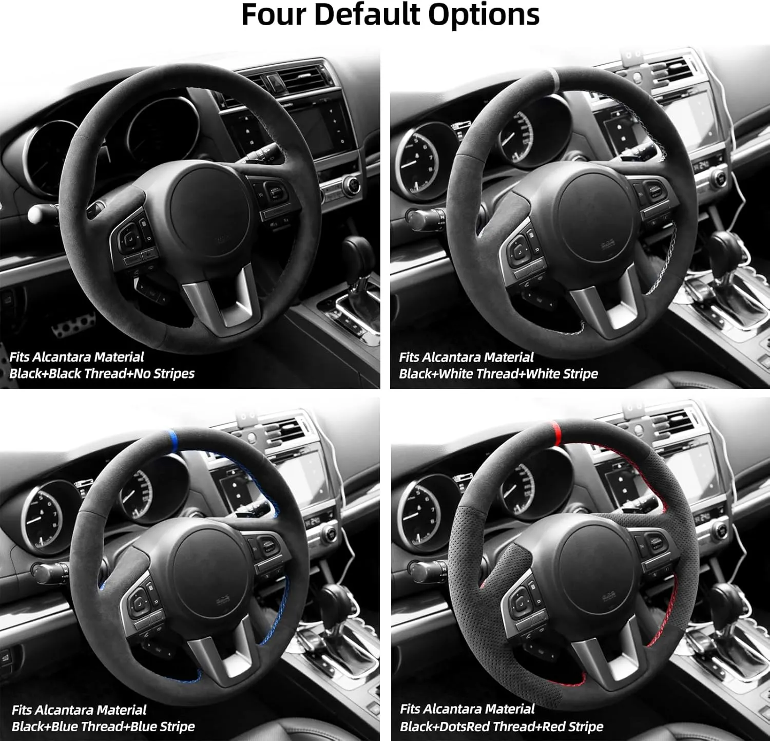 Hand Stitch Steering Wheel Cover Fits Alcantara Material for Subaru Legacy Outback XV Forester 2015-2017(Red Stripe)