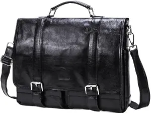 handbag Men's Leather Briefcas Cowhide States Retro Handbag Compartment Shoulder Bag