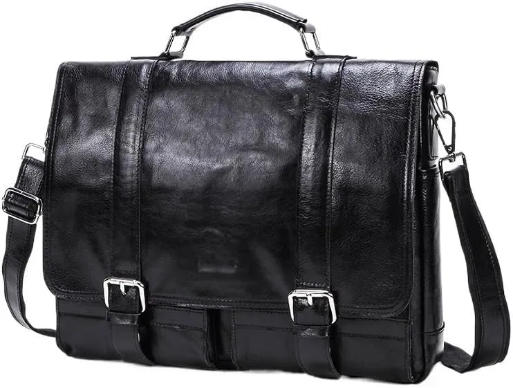 handbag Men's Leather Briefcas Cowhide States Retro Handbag Compartment Shoulder Bag