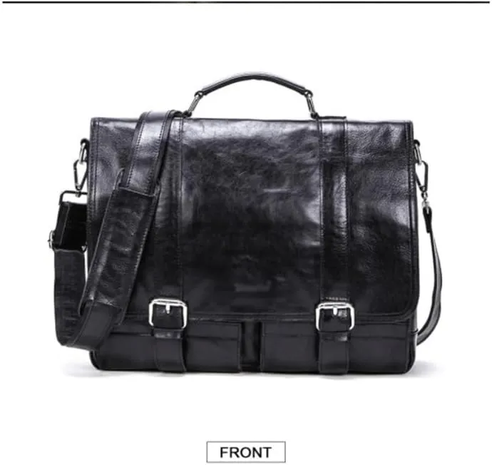 handbag Men's Leather Briefcas Cowhide States Retro Handbag Compartment Shoulder Bag