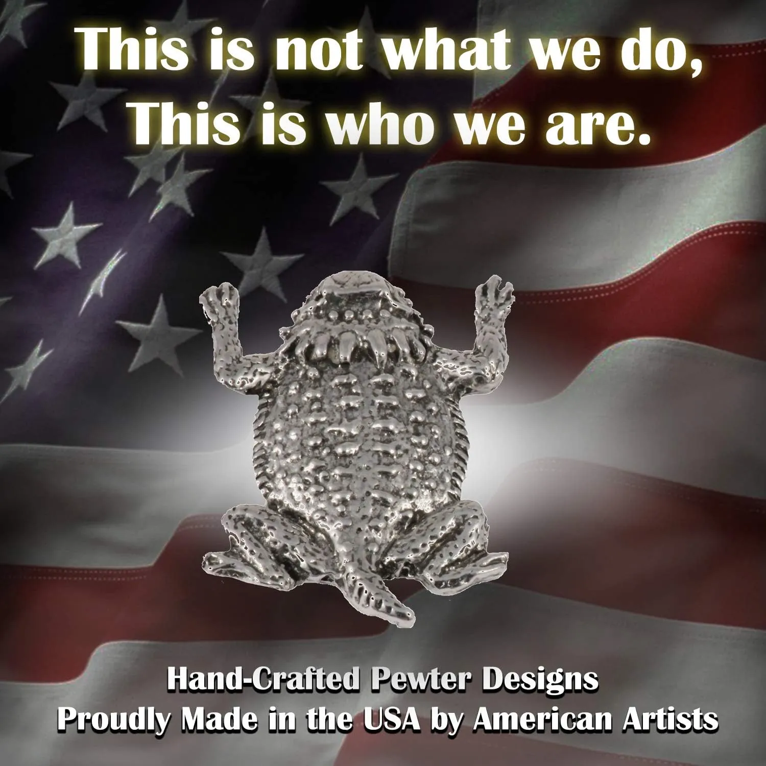 Handcrafted Antique Pewter Horny Toad (Short-Horned Lizard) Strong Magnet for Home School Classroom Office Gift Refrigerator Whiteboard Locker - Made in The United States - SKU A061MAG