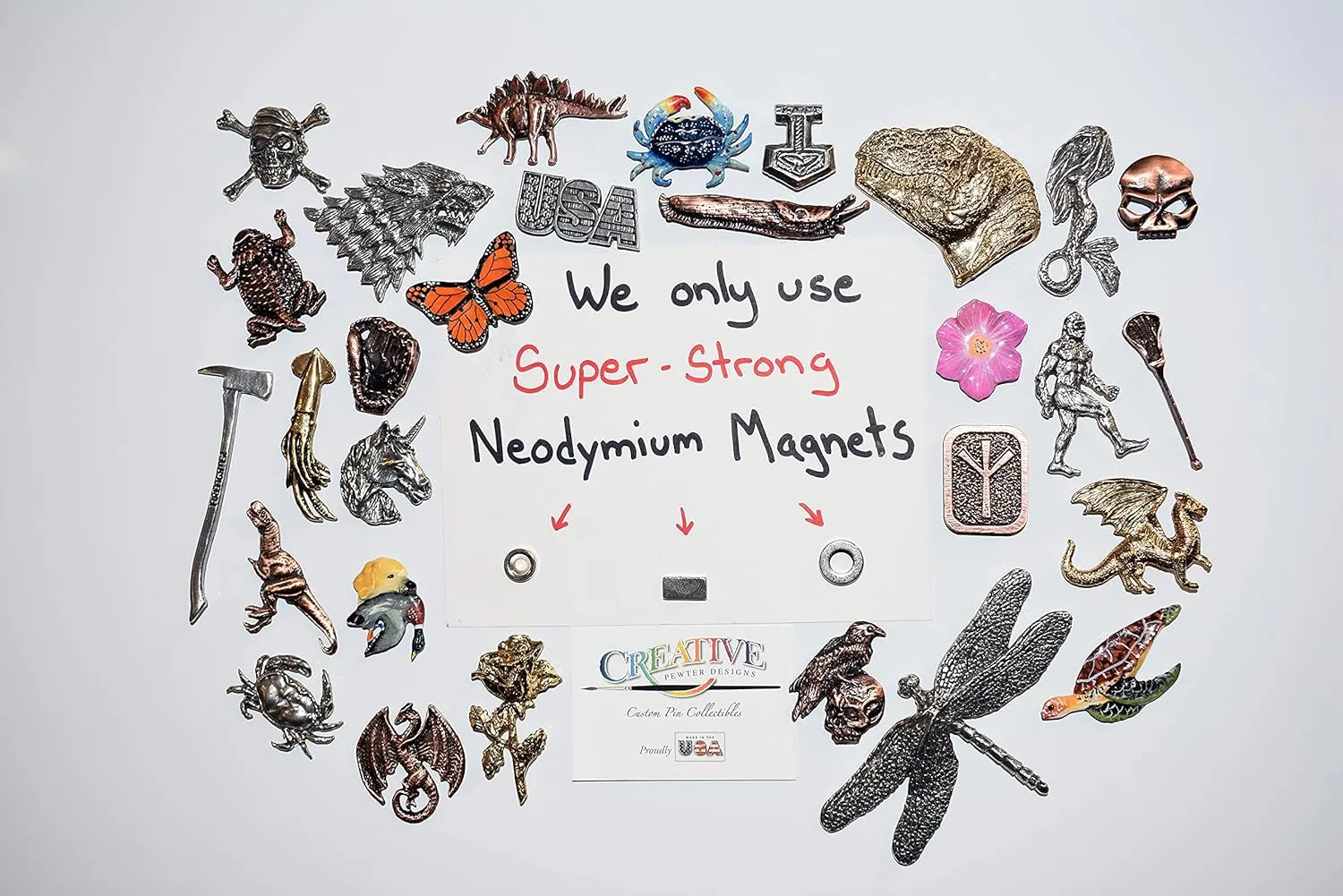 Handcrafted Antique Pewter Horny Toad (Short-Horned Lizard) Strong Magnet for Home School Classroom Office Gift Refrigerator Whiteboard Locker - Made in The United States - SKU A061MAG