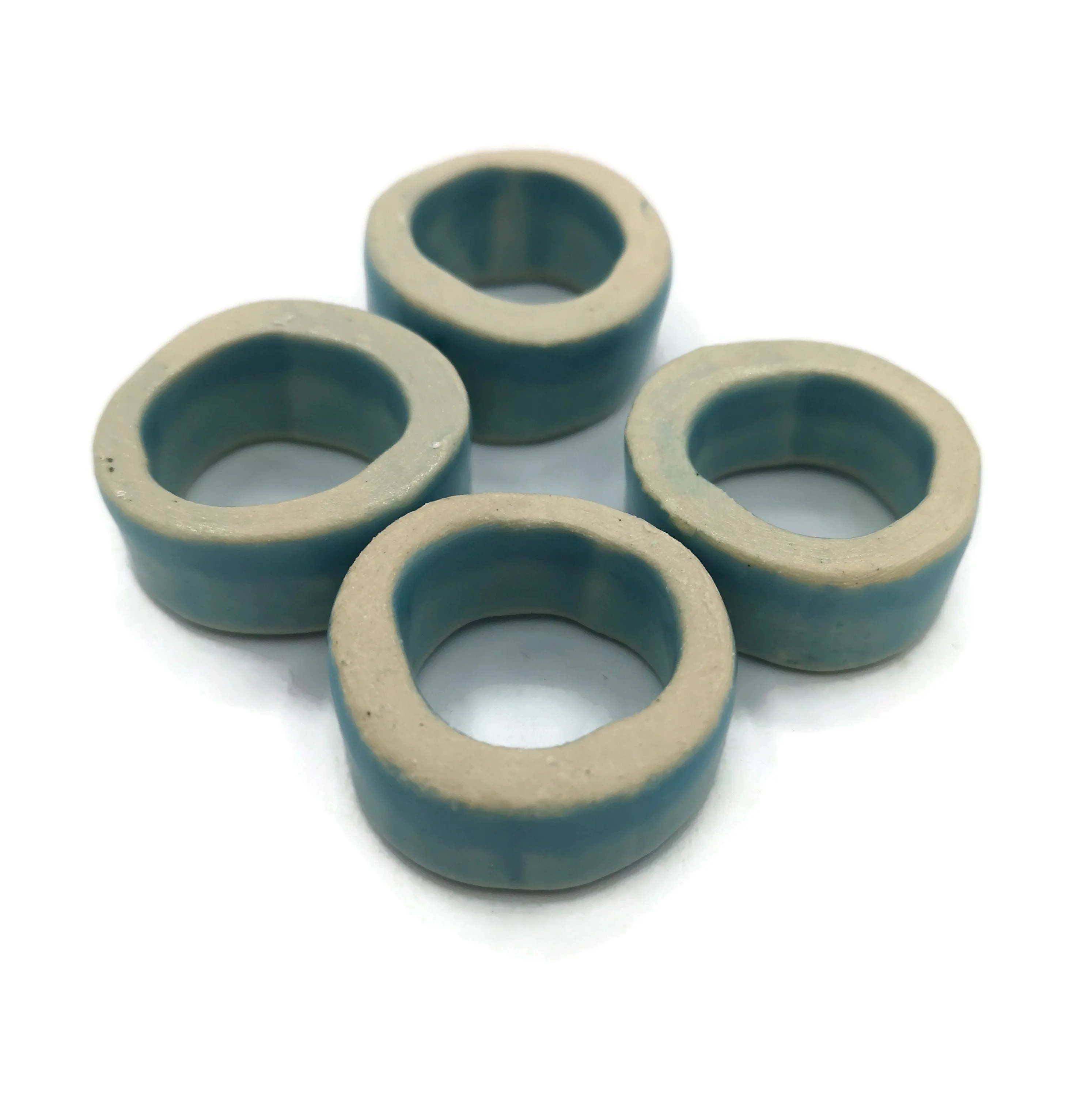 Handmade Ceramic Napkin Rings – Set of 4, Elegant Table Decor