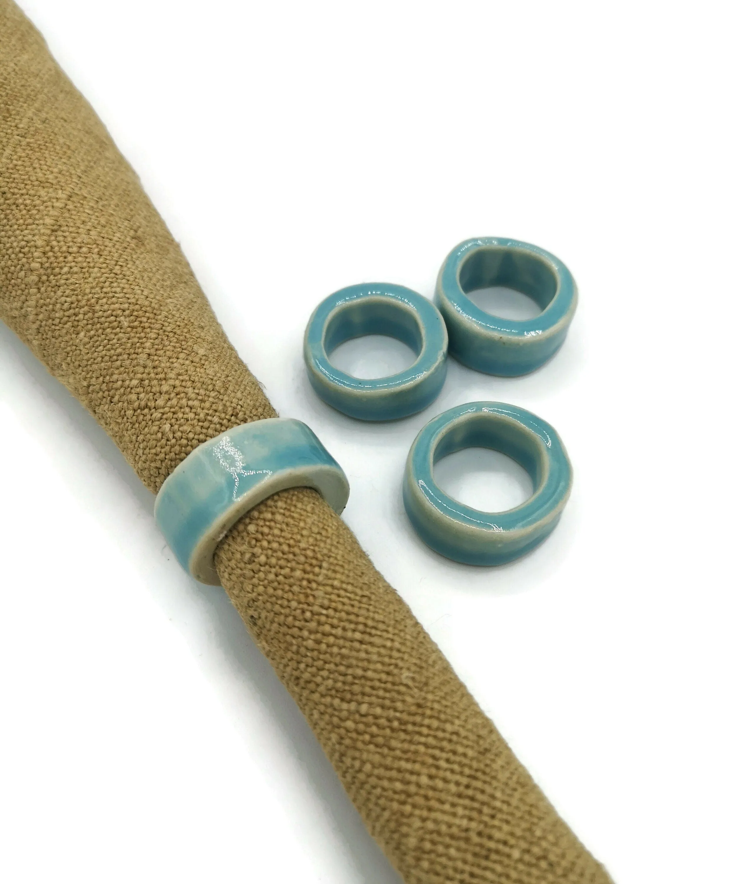 Handmade Ceramic Napkin Rings – Set of 4, Elegant Table Decor