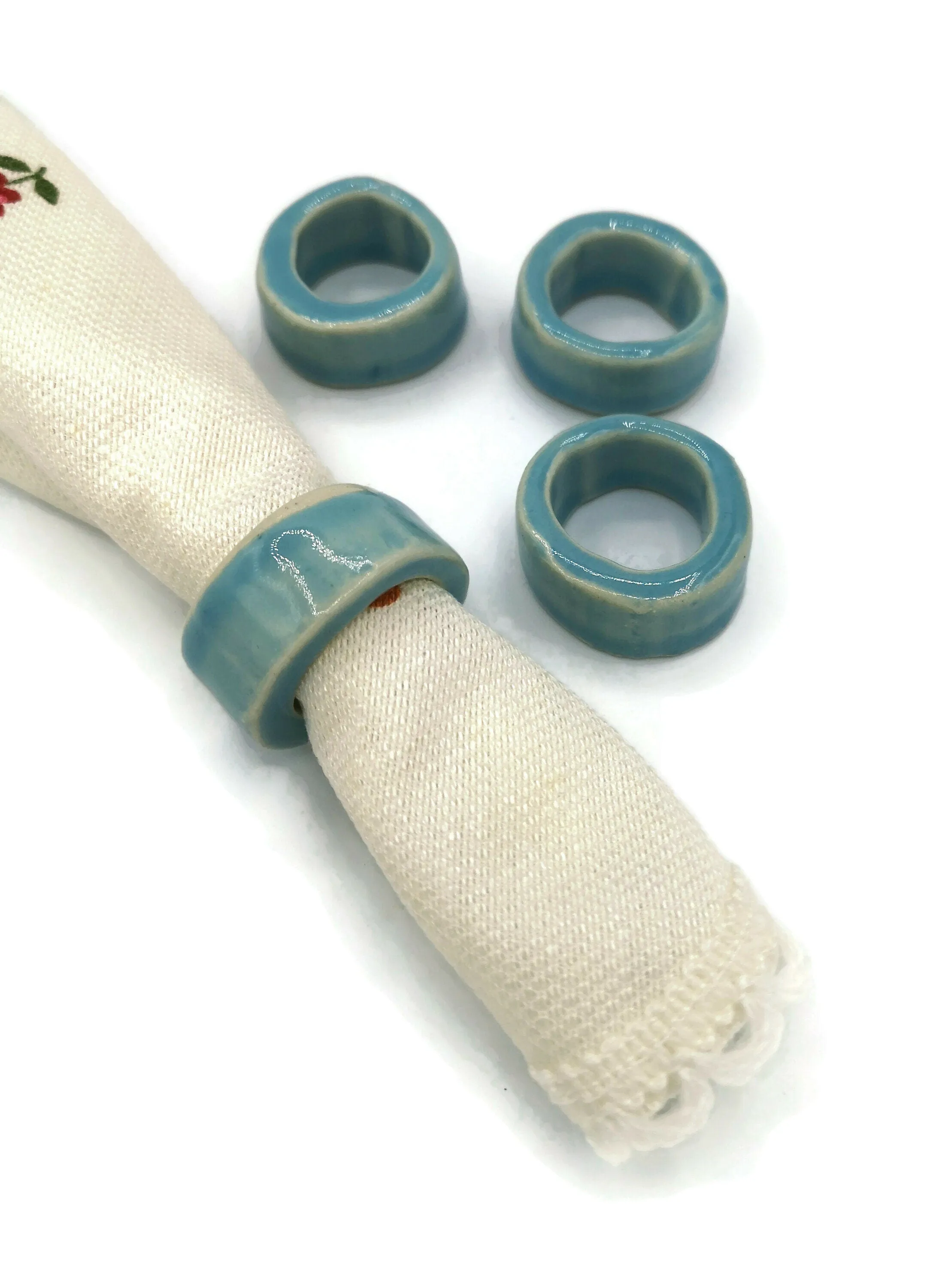 Handmade Ceramic Napkin Rings – Set of 4, Elegant Table Decor