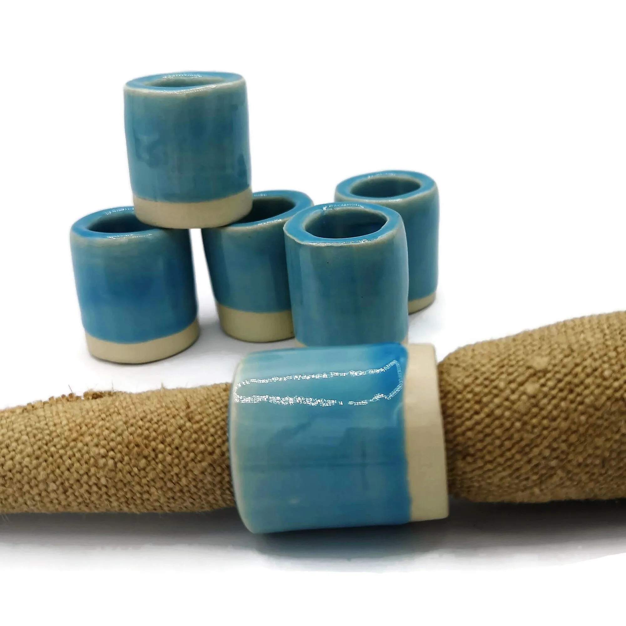Handmade Ceramic Napkin Rings – Set of 4 Fancy Holiday Table Decor