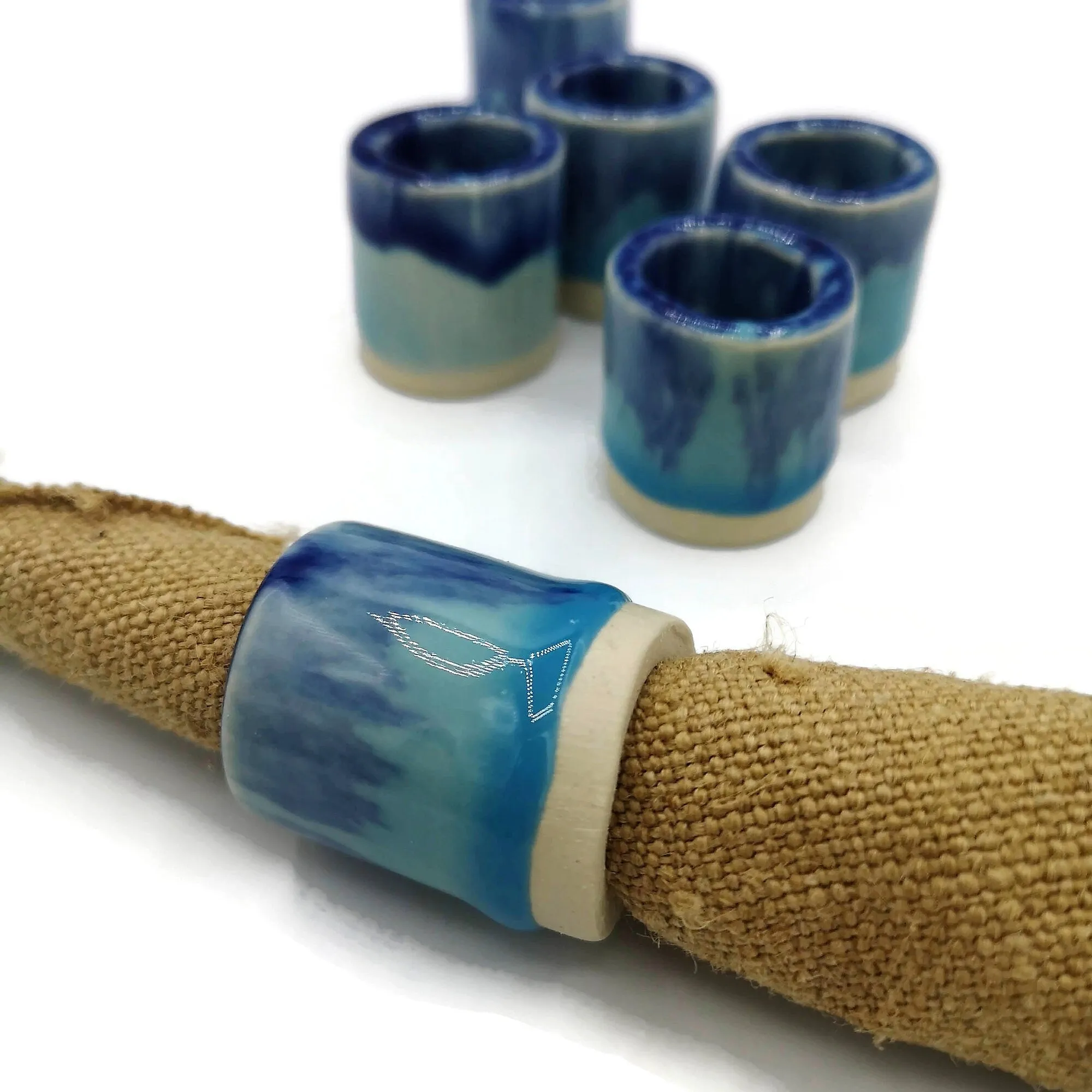 Handmade Ceramic Napkin Rings – Set of 4 Fancy Holiday Table Decor