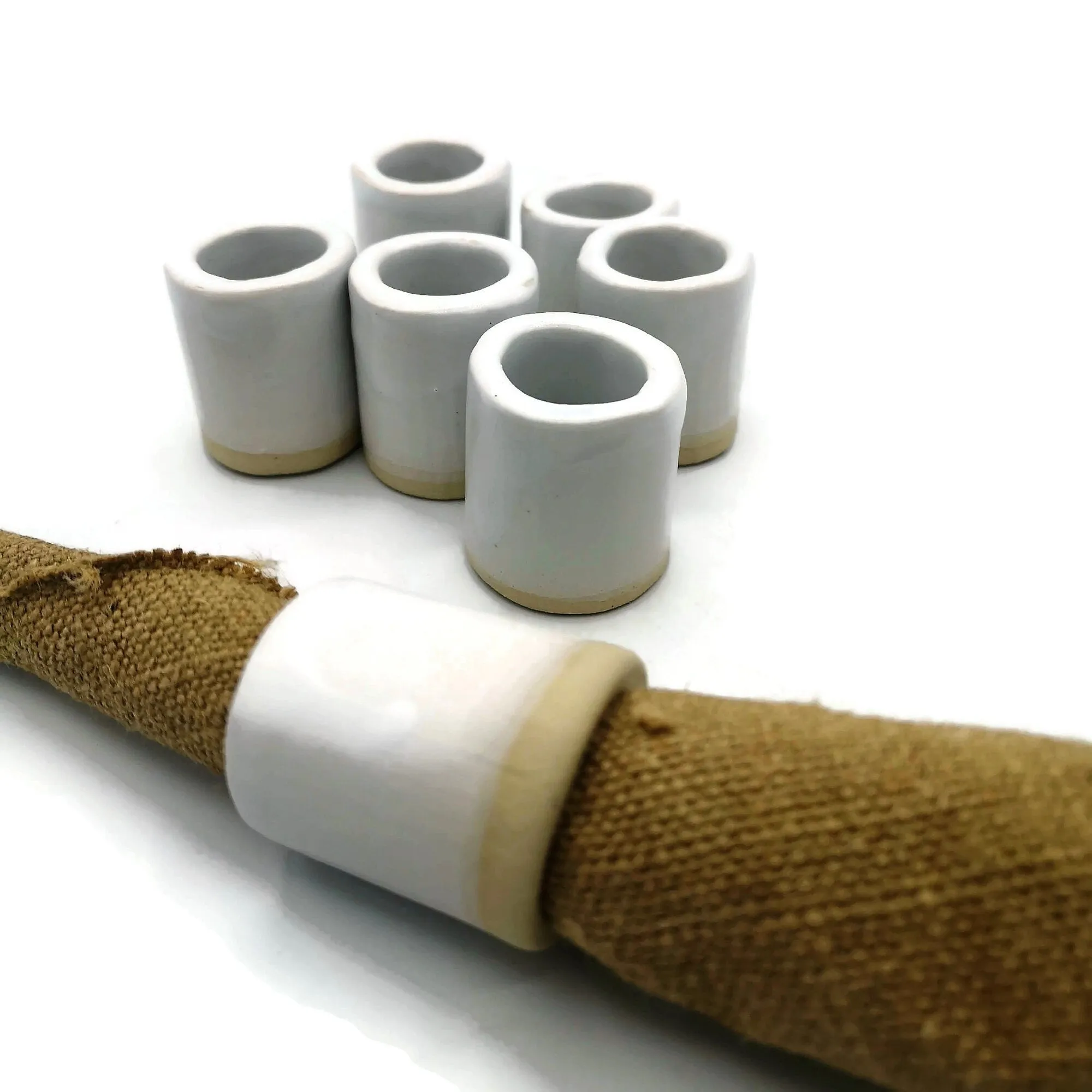 Handmade Ceramic Napkin Rings – Set of 4 Fancy Holiday Table Decor
