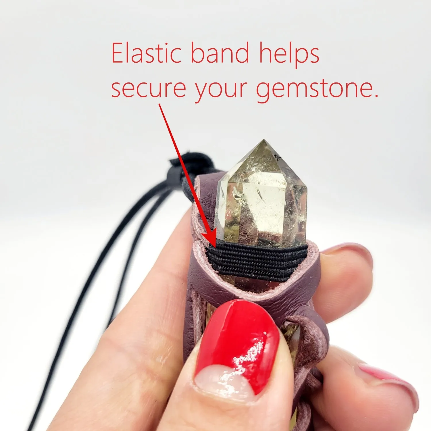 Handmade leather gemstone crystal holder/case necklace without stone (12 pack/ $8 ea.)