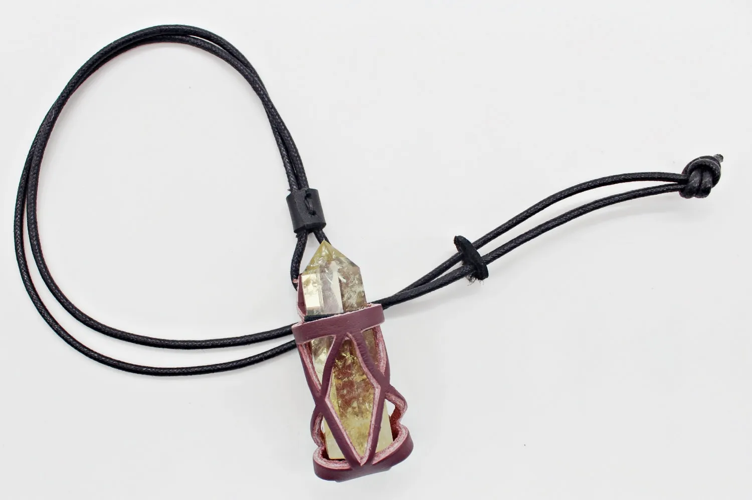 Handmade leather gemstone crystal holder/case necklace without stone (12 pack/ $8 ea.)