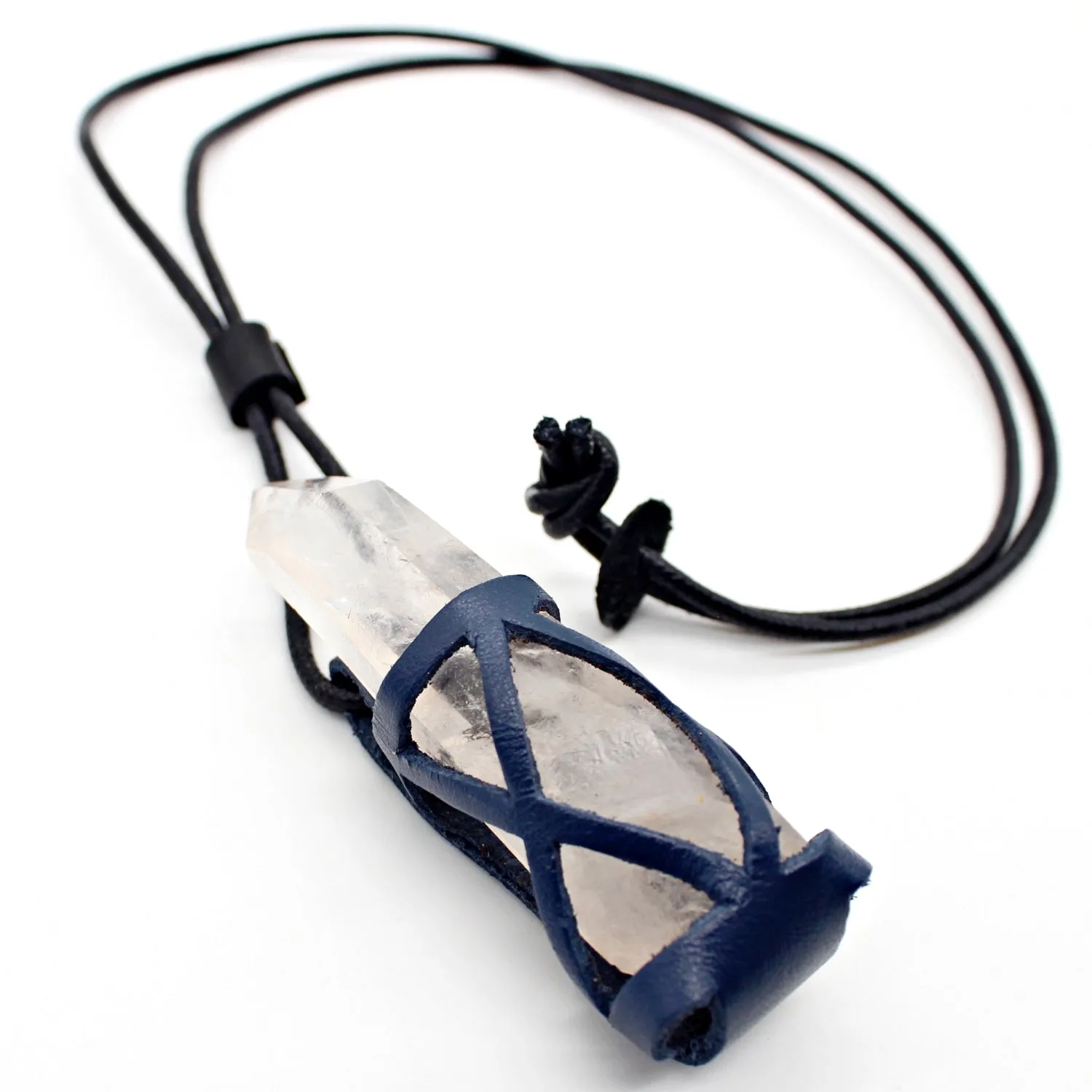 Handmade leather gemstone crystal holder/case necklace without stone (12 pack/ $8 ea.)