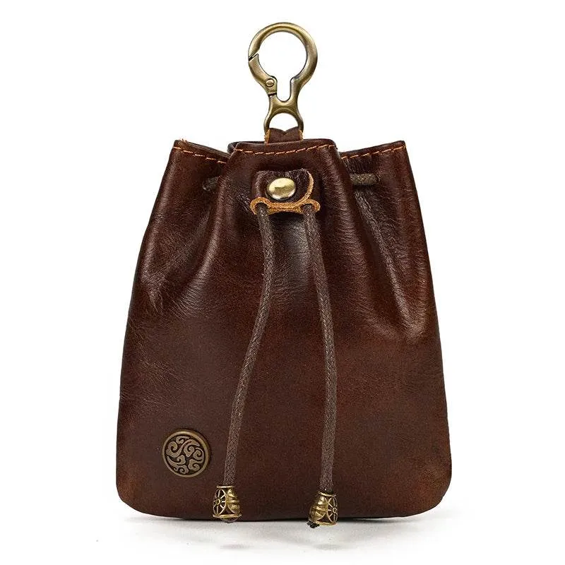 Handmade Leather Mini Coin Pouch for Men Women Vintage Wallet