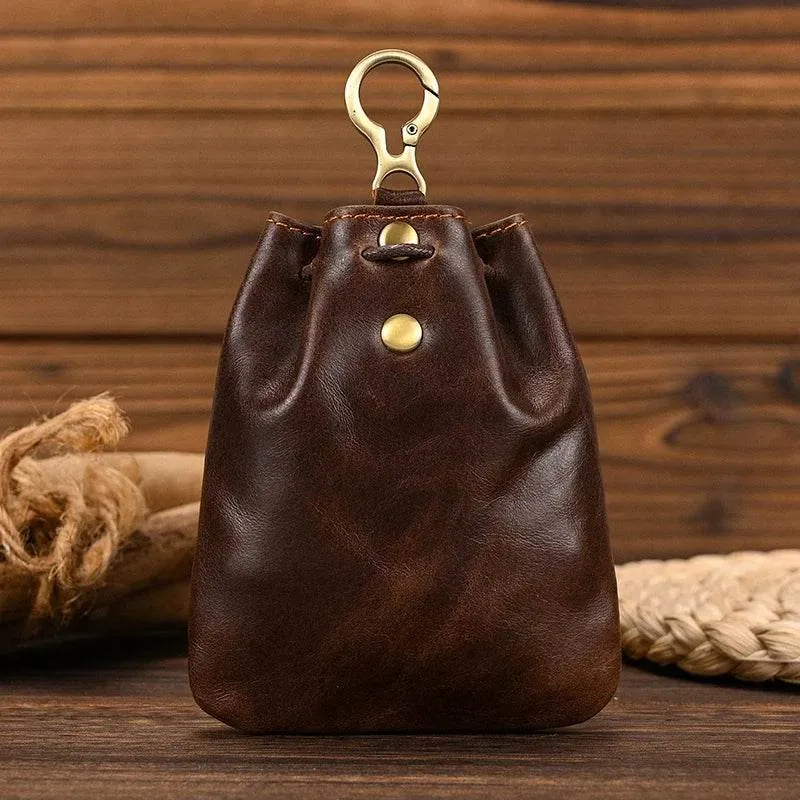 Handmade Leather Mini Coin Pouch for Men Women Vintage Wallet