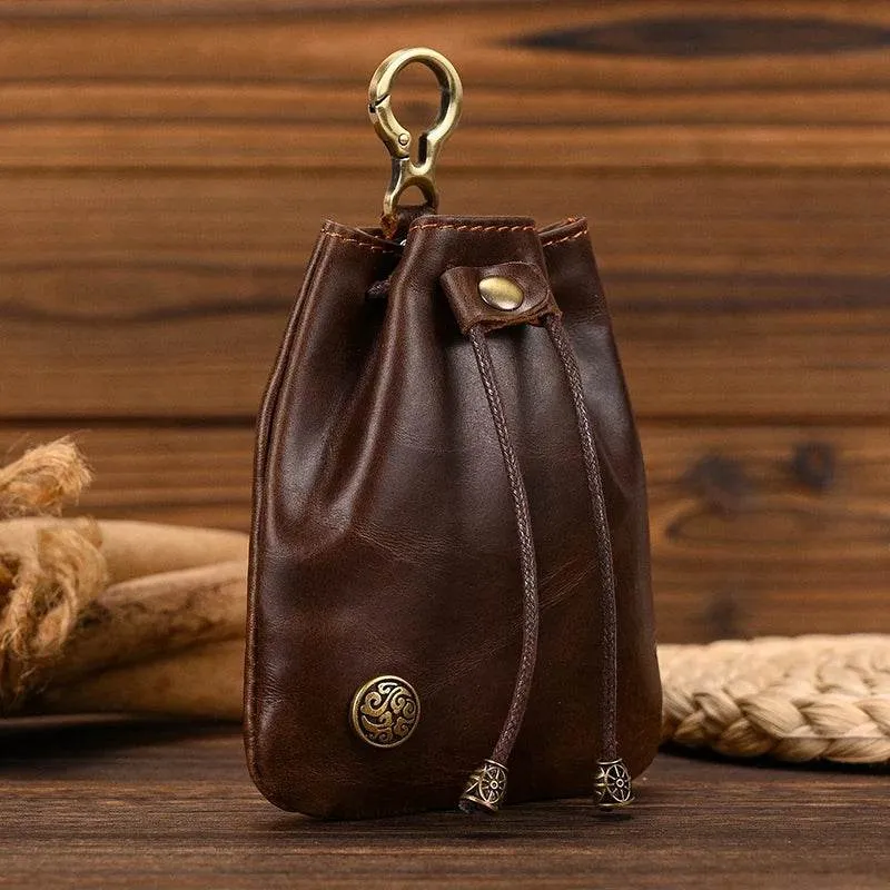 Handmade Leather Mini Coin Pouch for Men Women Vintage Wallet