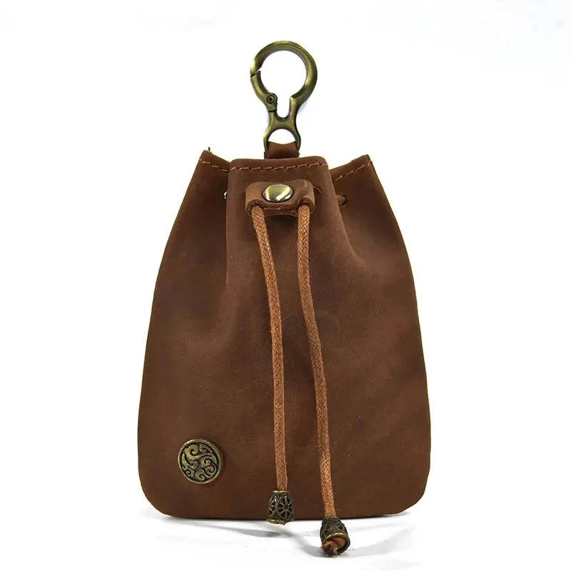 Handmade Leather Mini Coin Pouch for Men Women Vintage Wallet