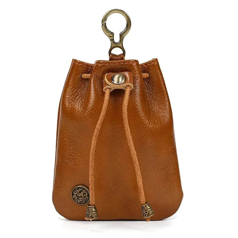 Handmade Leather Mini Coin Pouch for Men Women Vintage Wallet