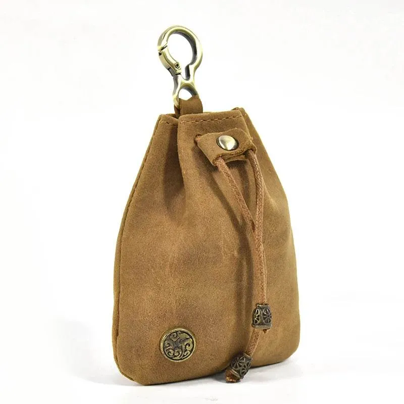 Handmade Leather Mini Coin Pouch for Men Women Vintage Wallet