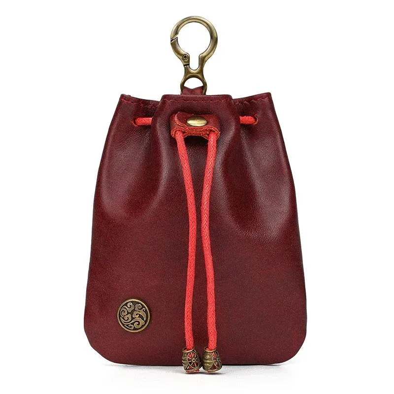 Handmade Leather Mini Coin Pouch for Men Women Vintage Wallet