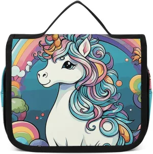Hanging Toiletry Bag for Women Men Portable Waterproof Makeup Bag Organizer Color Horse Travel Toiletry Bag