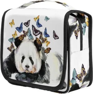 Hanging Travel Toiletry Bag Cute Panda Butterfly Large Capacity Waterproof Cosmetic Bag Travel Portable Makeup Bag Organizer for Women Girls Men