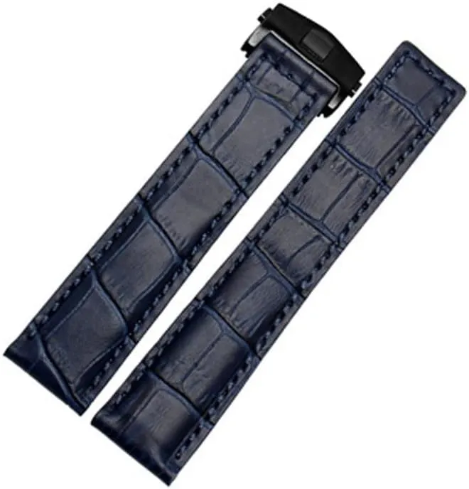 HaoLMi-19mm 20mm 22mm Genuine Cowhide Watch Band for TAG Heuer Carrera Lincoln Black Brown Folding Buckle Watch Strap Men