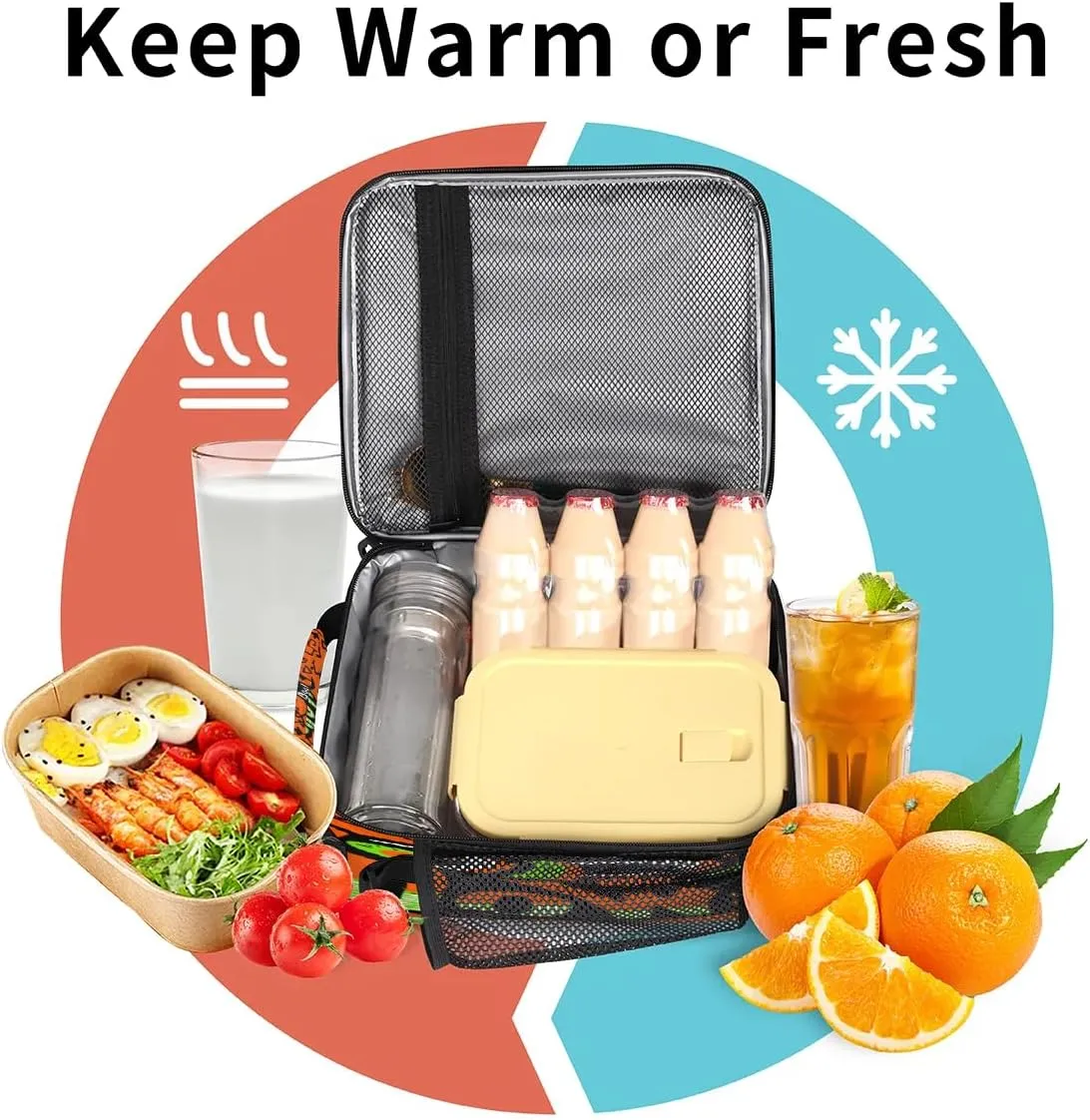 Happy Halloween Topic Lunch Bag for Women Men Adult Insulated Leakproof Lunch Box with Shoulder Belt Reusable Thermal Cooler Lunch Tote Bags for Work Office Picnic Travel