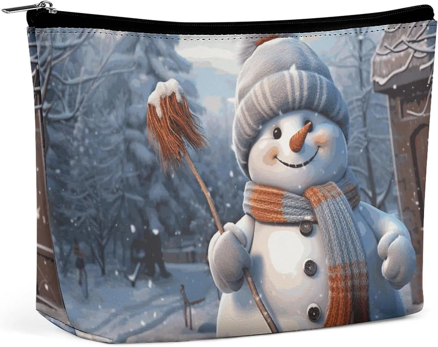 Hardworking Snowman Travel Makeup Bag Large Toiletry Bag for Women Waterproof Cosmetic Bags for Purse Portable Makeup Organizer Bags Cute Zipper Pouch Cosmetic Pouch Funny Travel Makeupbag