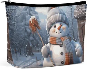 Hardworking Snowman Travel Makeup Bag Large Toiletry Bag for Women Waterproof Cosmetic Bags for Purse Portable Makeup Organizer Bags Cute Zipper Pouch Cosmetic Pouch Funny Travel Makeupbag