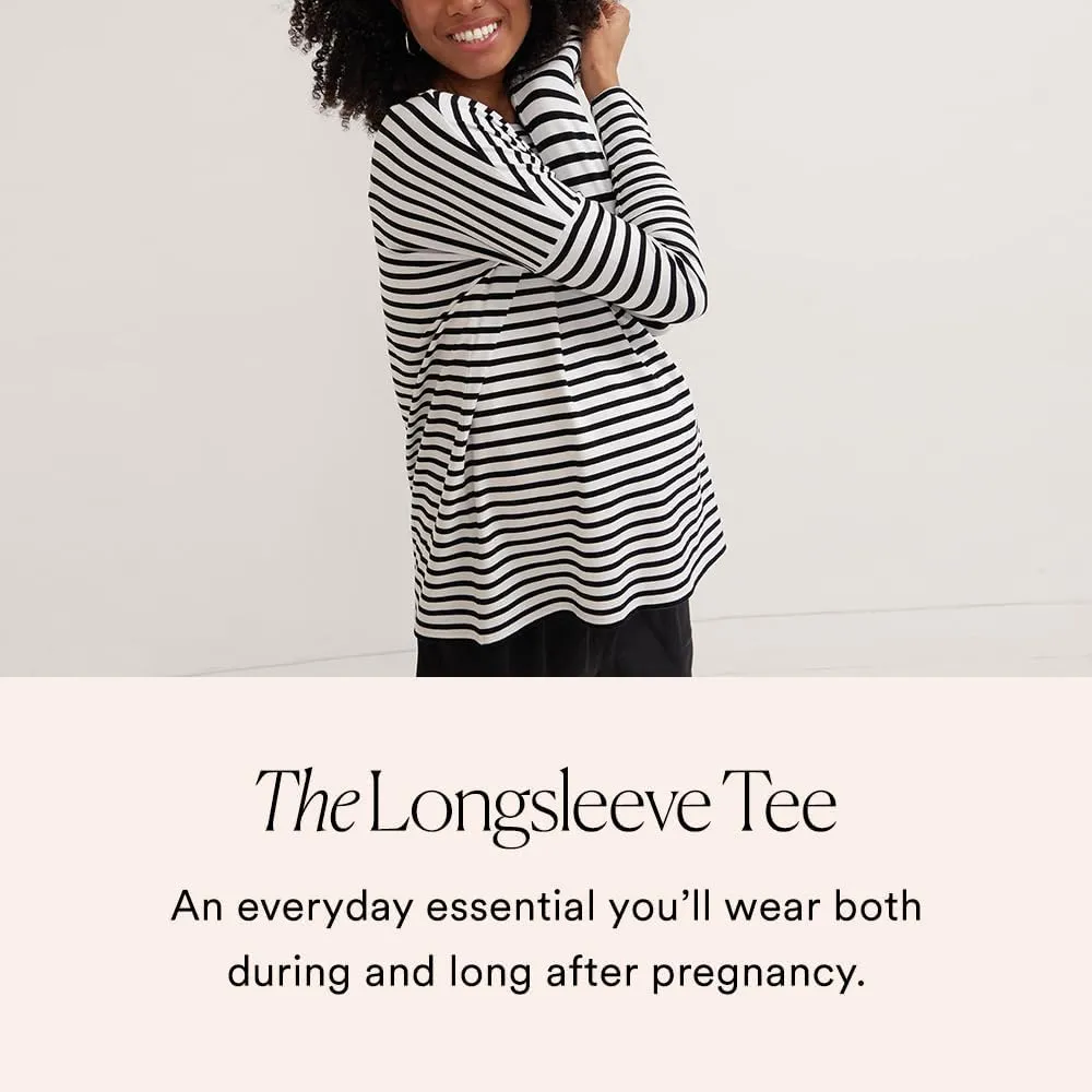 HATCH Collection | Flowy Maternity Tee | Flattering, Slim Fit Sleeves, Classic Crewneck | The Longsleeve Tee