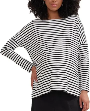 HATCH Collection | Flowy Maternity Tee | Flattering, Slim Fit Sleeves, Classic Crewneck | The Longsleeve Tee