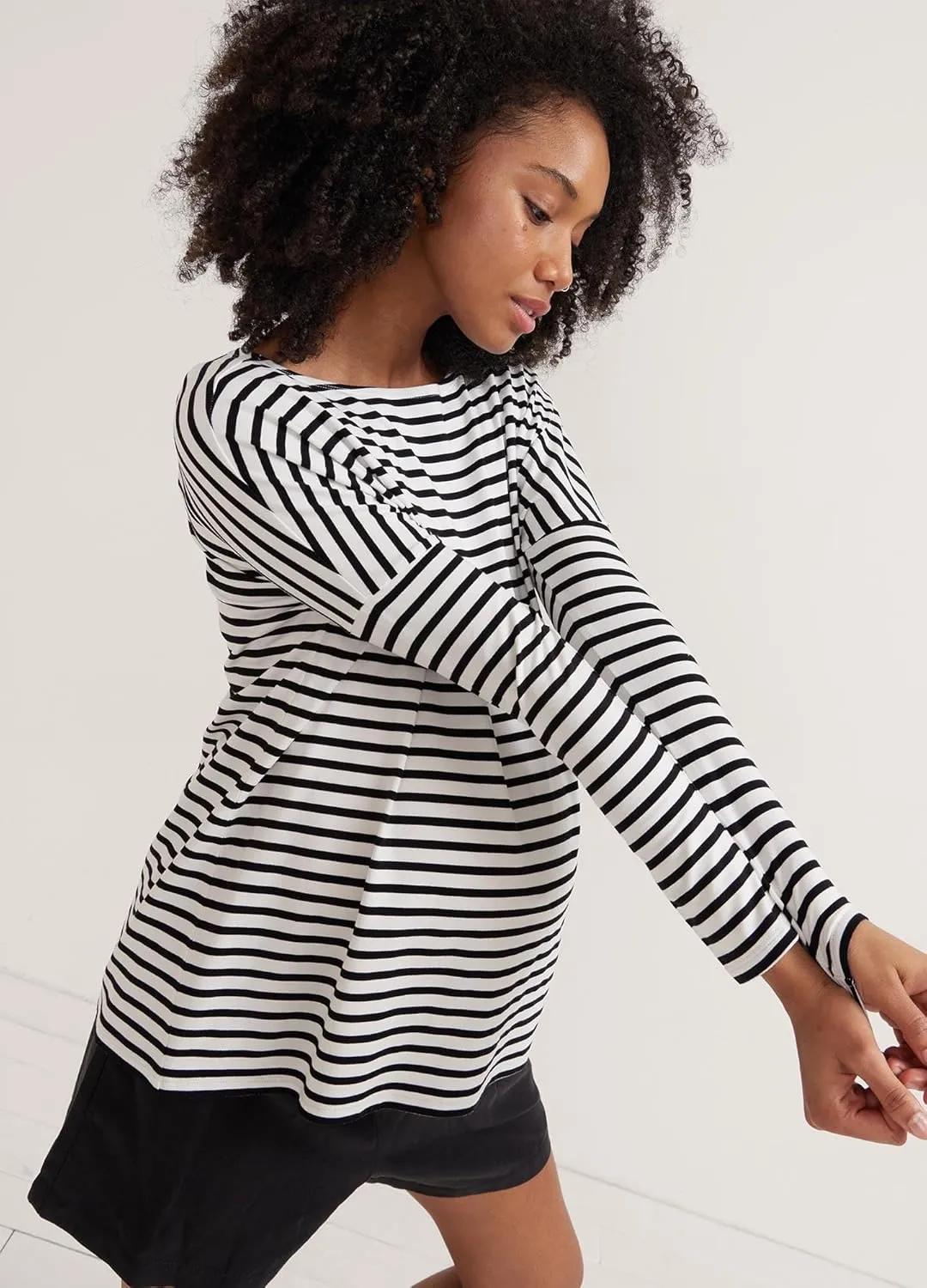 HATCH Collection | Flowy Maternity Tee | Flattering, Slim Fit Sleeves, Classic Crewneck | The Longsleeve Tee