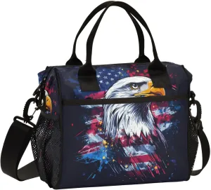 Hawk Flag Navy Lunch Bag for Women Insulated Lunch Box Container with Adjustable Shoulder Strap for Men Picnic S