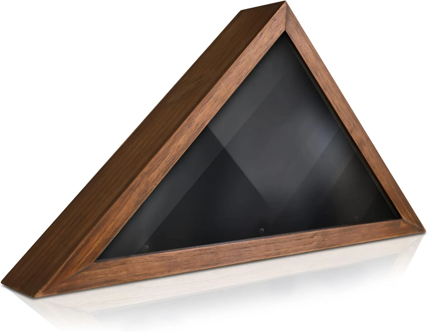 HBCY Creations Flag Display Case for 5' x 9.5' American Veteran Burial Solid Wood Rustic Brown Frame with Glass Front Wall Mount or Standing Display, Box