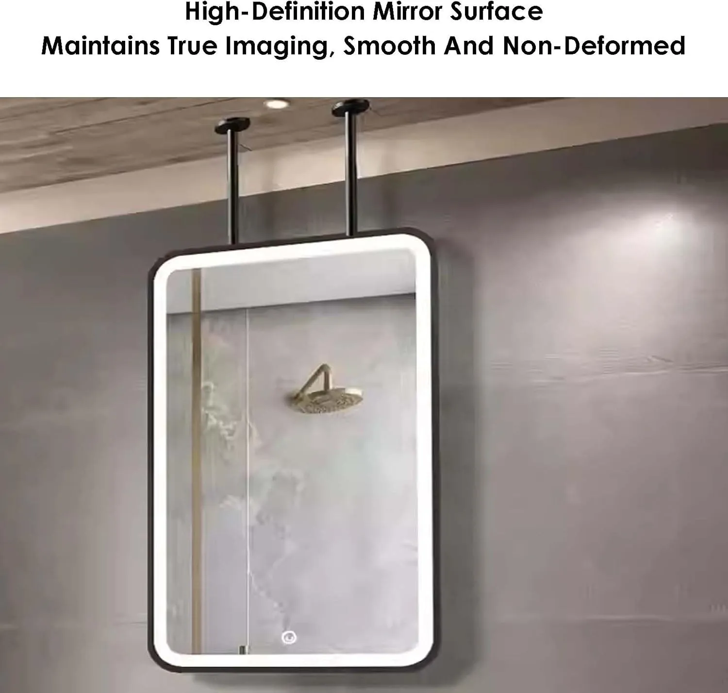 HD Vanity Mirror with LED Illumination - Adjustable Brightness Ceiling Hanging Bathroom Makeup Mirror for Shaving and Grooming - Customizable Options Available