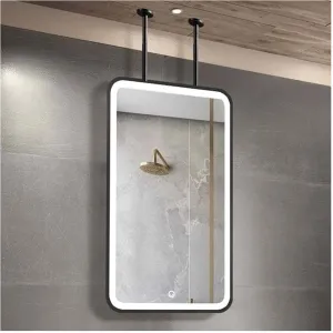 HD Vanity Mirror with LED Illumination - Adjustable Brightness Ceiling Hanging Bathroom Makeup Mirror for Shaving and Grooming - Customizable Options Available