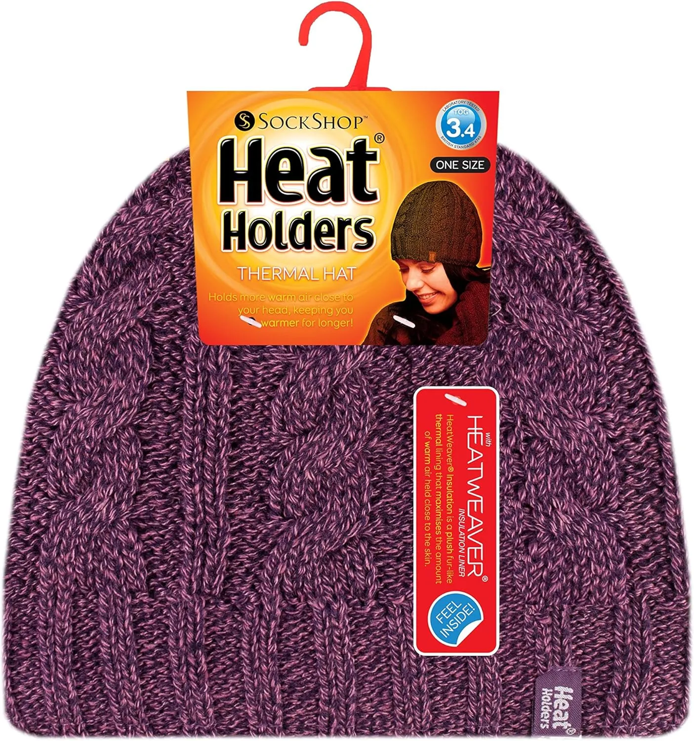 HEAT HOLDERS - Women's Thermal Fleece Cable Knit Winter Hat 3.4 Tog - One Size