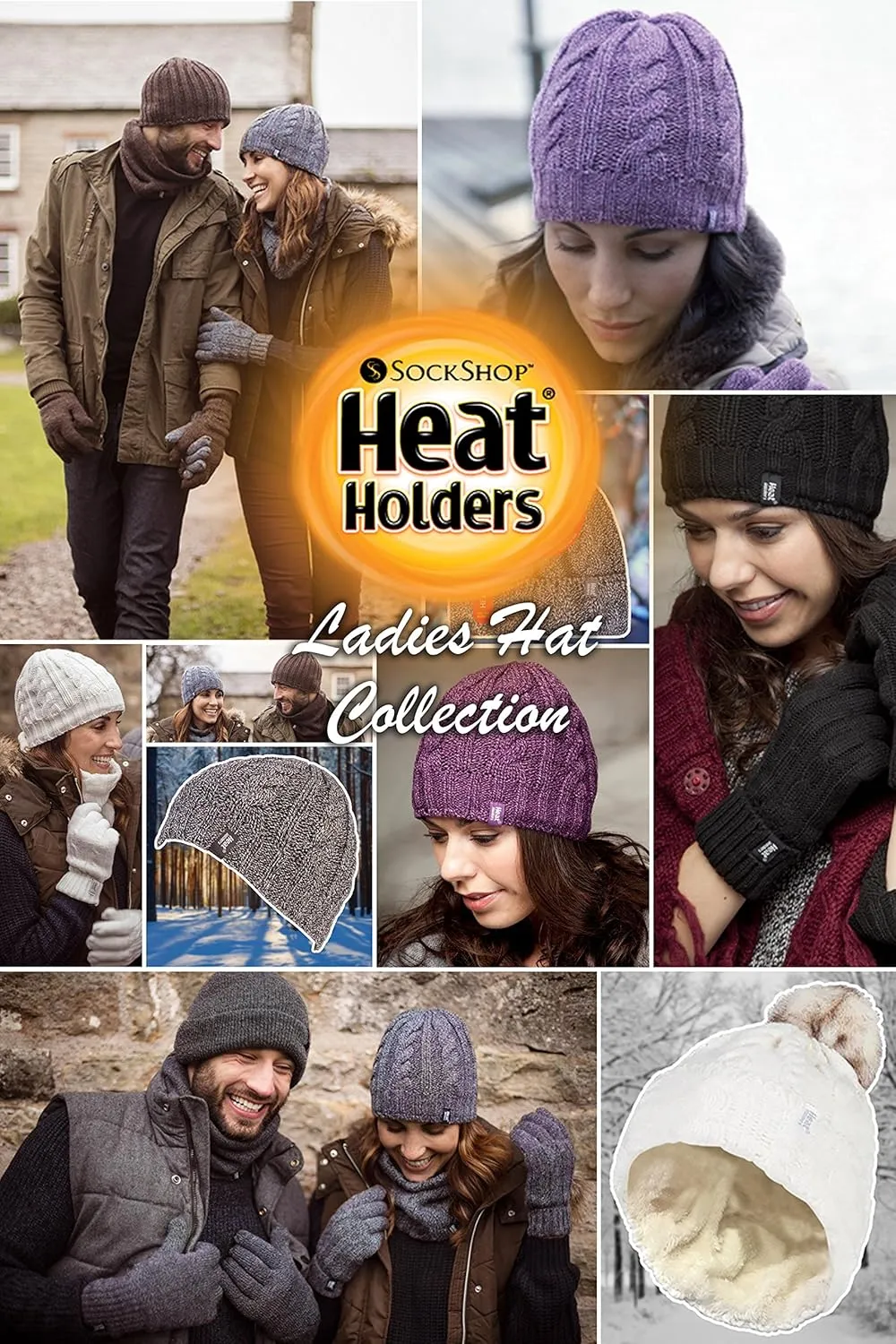 HEAT HOLDERS - Women's Thermal Fleece Cable Knit Winter Hat 3.4 Tog - One Size