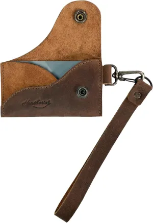 Heather's, Female Wallet with Wristlet, ID Case with Wrist Strap, Money Holder, Travel Organizer, Full Grain Leather, Handmade, Bourbon Brown