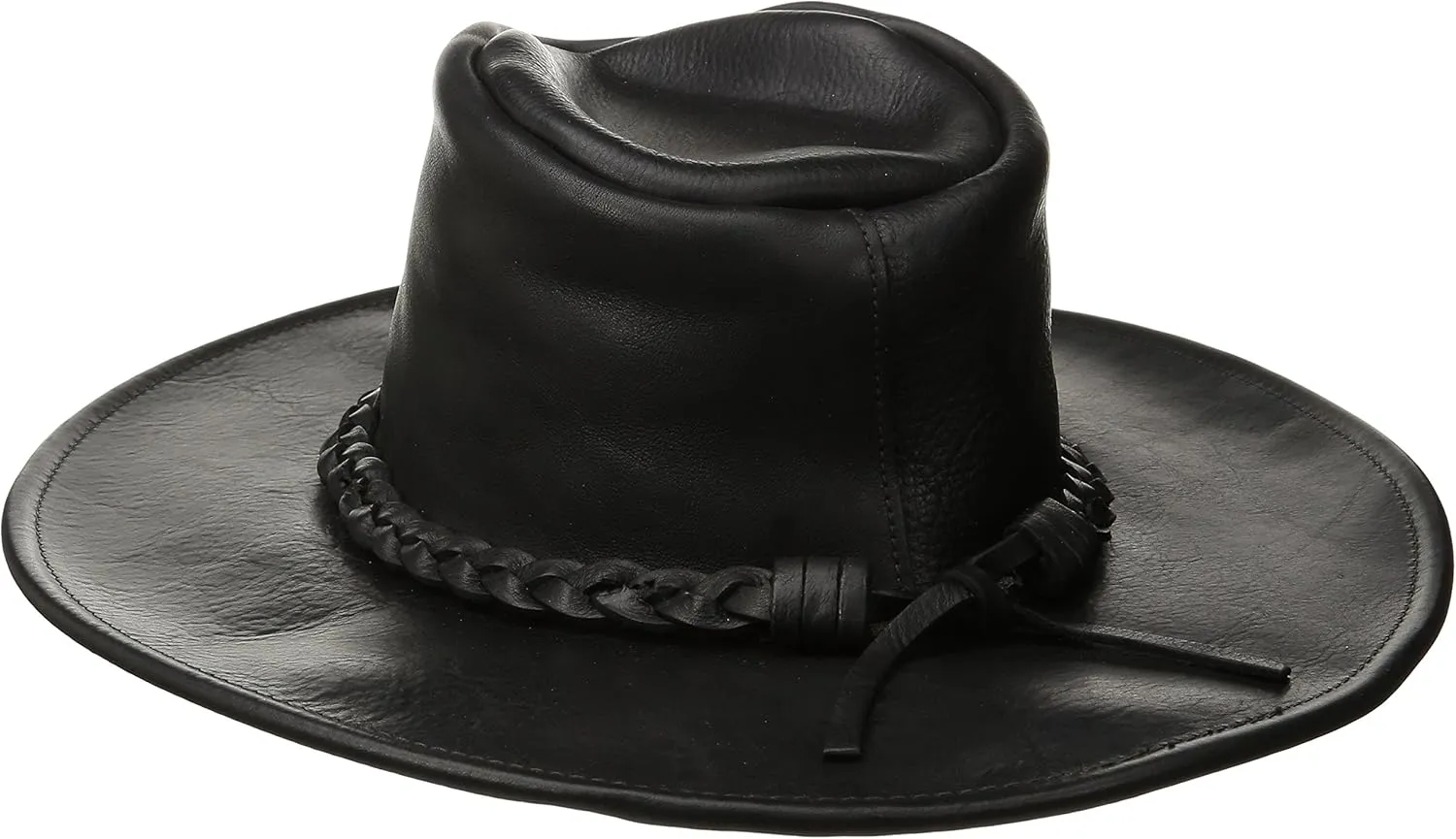 Henschel Walker Authentic Leather Hat - Official Coyote Peterson Hat - Shapeable Brim with Braided Band - Full Grain Leather - for Heavy Duty Adventures and Distinctive Style