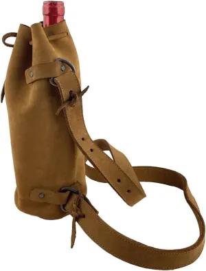 Hide & Drink Durable Leather Wine Carrier Handmade (Toffee Suede)