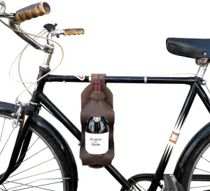 Hide & Drink, Unibody Bike Wine Carrier Handmade from Full Grain Leather - Bourbon Brown