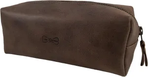 Hide & Groom, Toiletry Bag for Groomsmen, Best Men, Bachelors, Wedding Ceremonies, Shaving Kit Storage, Bathroom Bag, Full Grain Leather, Handmade, Bourbon Brown