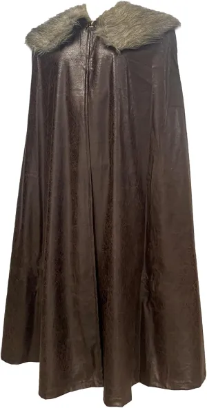 HiiFeuer Medieval Barbarian Cloak with Artificial Fur Shawl, Wrap Collar Viking Warrior Cape, Renaissance Role Play Costume