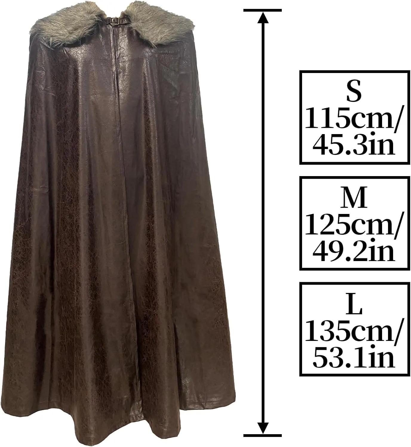 HiiFeuer Medieval Barbarian Cloak with Artificial Fur Shawl, Wrap Collar Viking Warrior Cape, Renaissance Role Play Costume